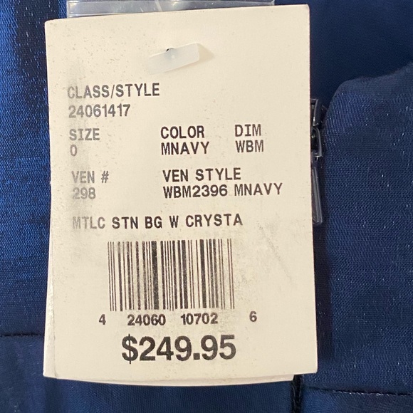 V-Neck Satin Ball Gown with Crystal Strap Details - Picture 6 of 6